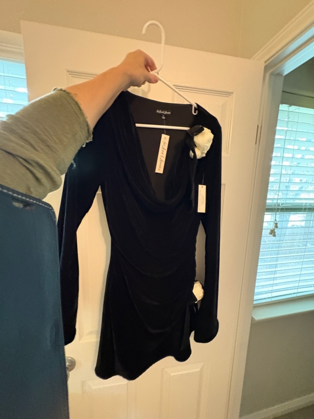 For Love And Lemons Black Long Sleeve Velvet Dress